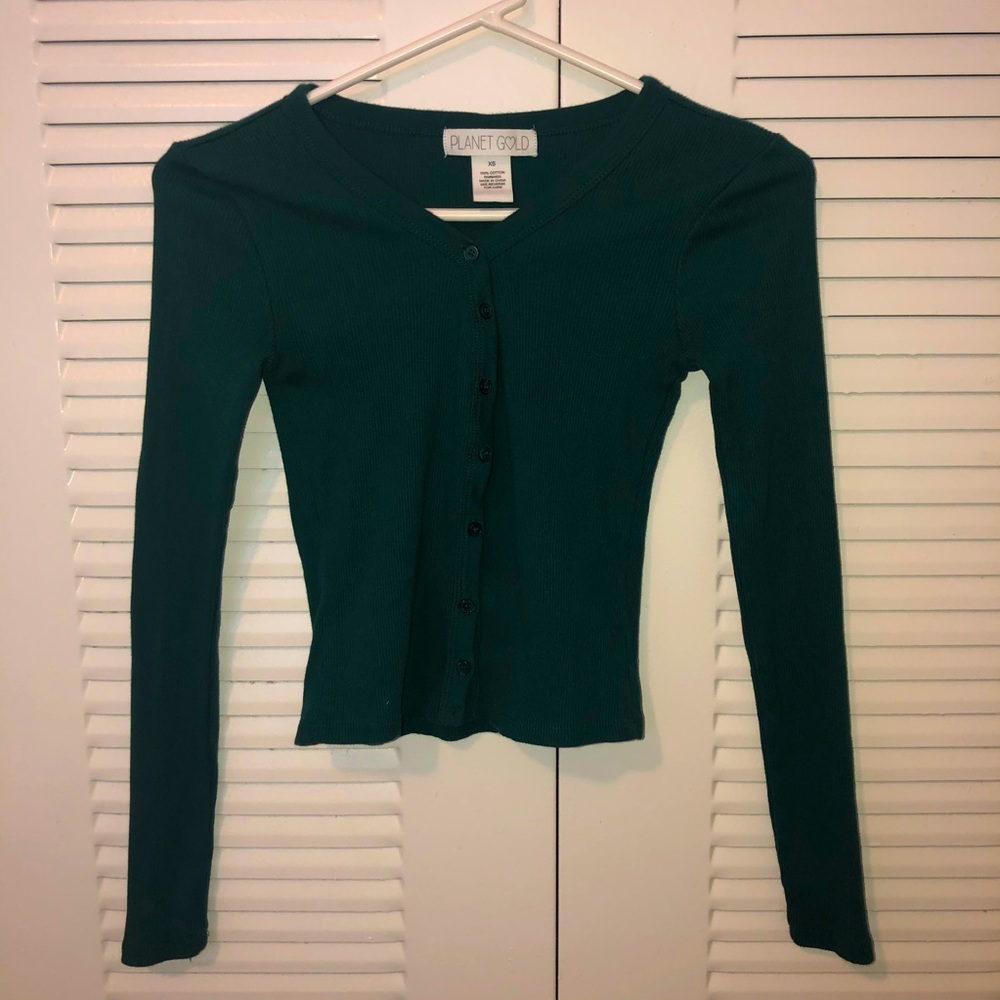 PLANET GOLD XS BUTTON DOWN GREEN SHIRT